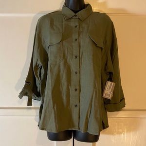 Eddie Bauer Linen-Rayon Utility Shirt M